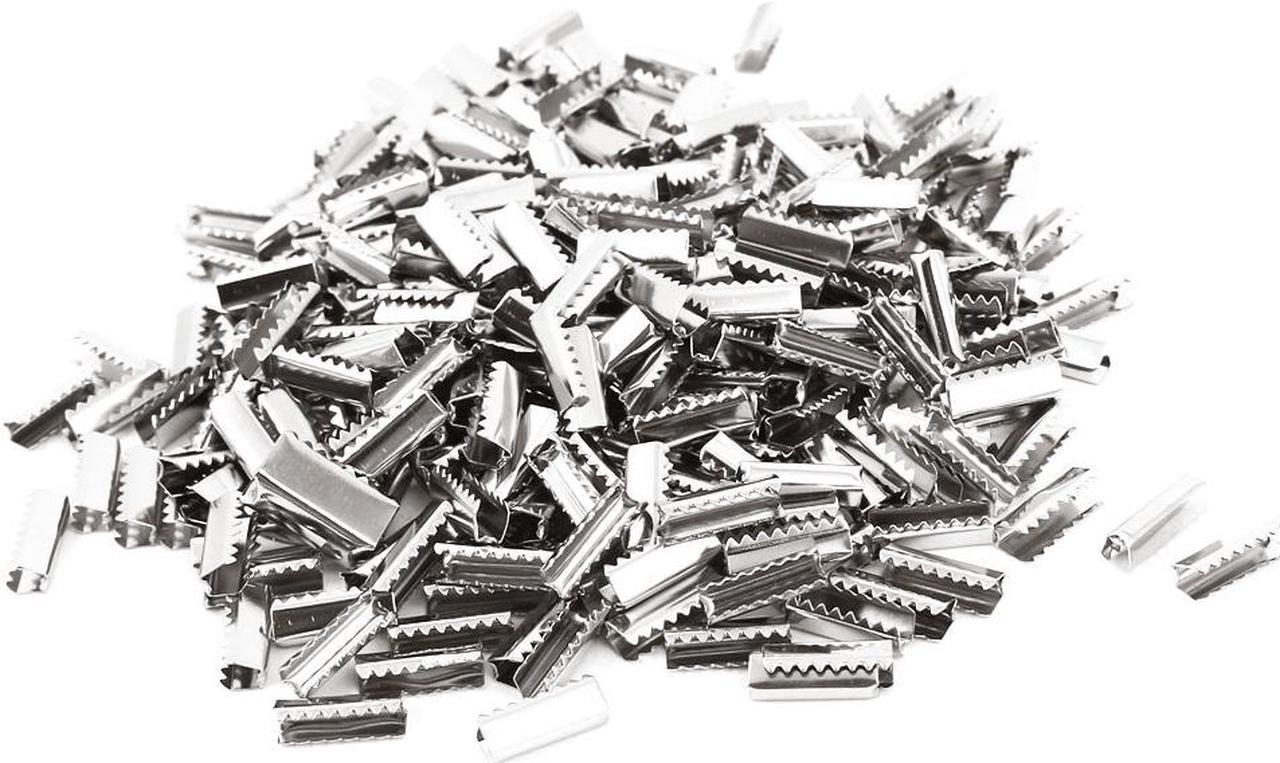 Metal DIY Ribbon Cord Clamp Ends Crimp Clip Beads Connector Silver Tone 500PCS