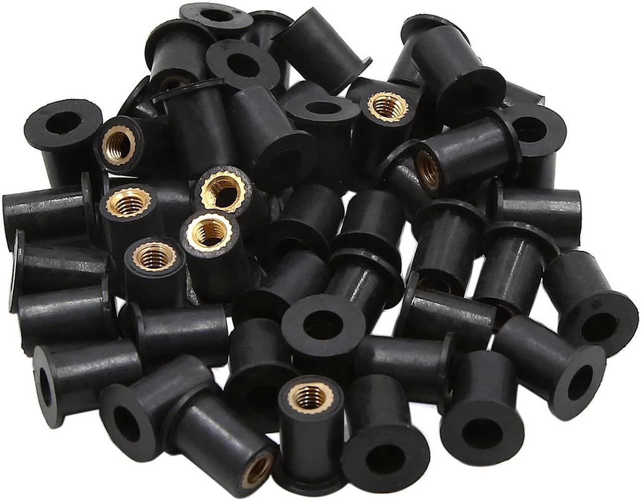 50pcs M5 Black Rubber Windscreen Windshield Screws Bolts Nut for Motorcycle