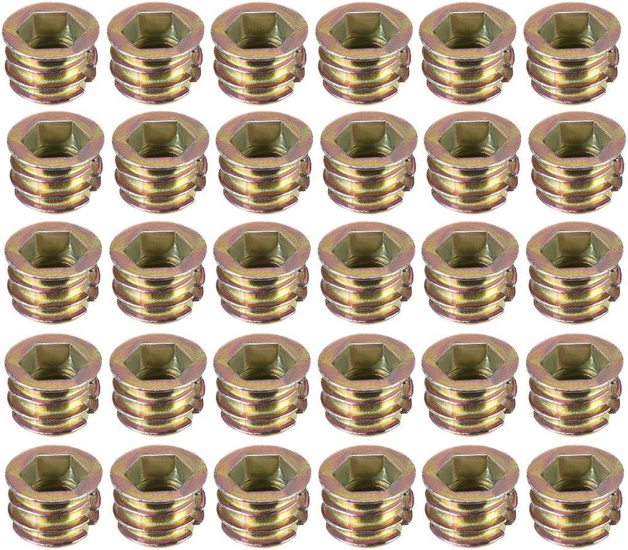 Threaded Insert Nuts Zinc Alloy Hex Socket M8 Internal Threads 10mm Length 30pcs