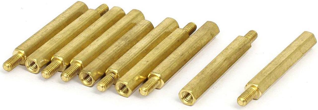 M3 x 30mm+6mm Male to Female Thread Brass Hex Hexagonal Standoff Spacers 10PCS