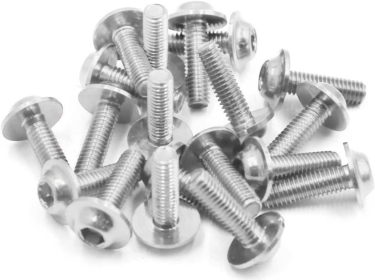 20PCS M6 x 20mm Silver Tone Hexagon Motorcycle License Plates Fairing Bolts Screws