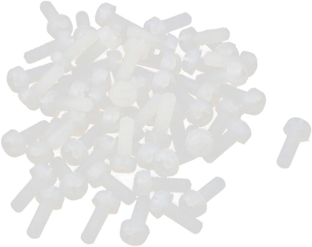 M3 x 8mm Nylon Phillips Cross Pan Head Machine Screws White 50 PCS