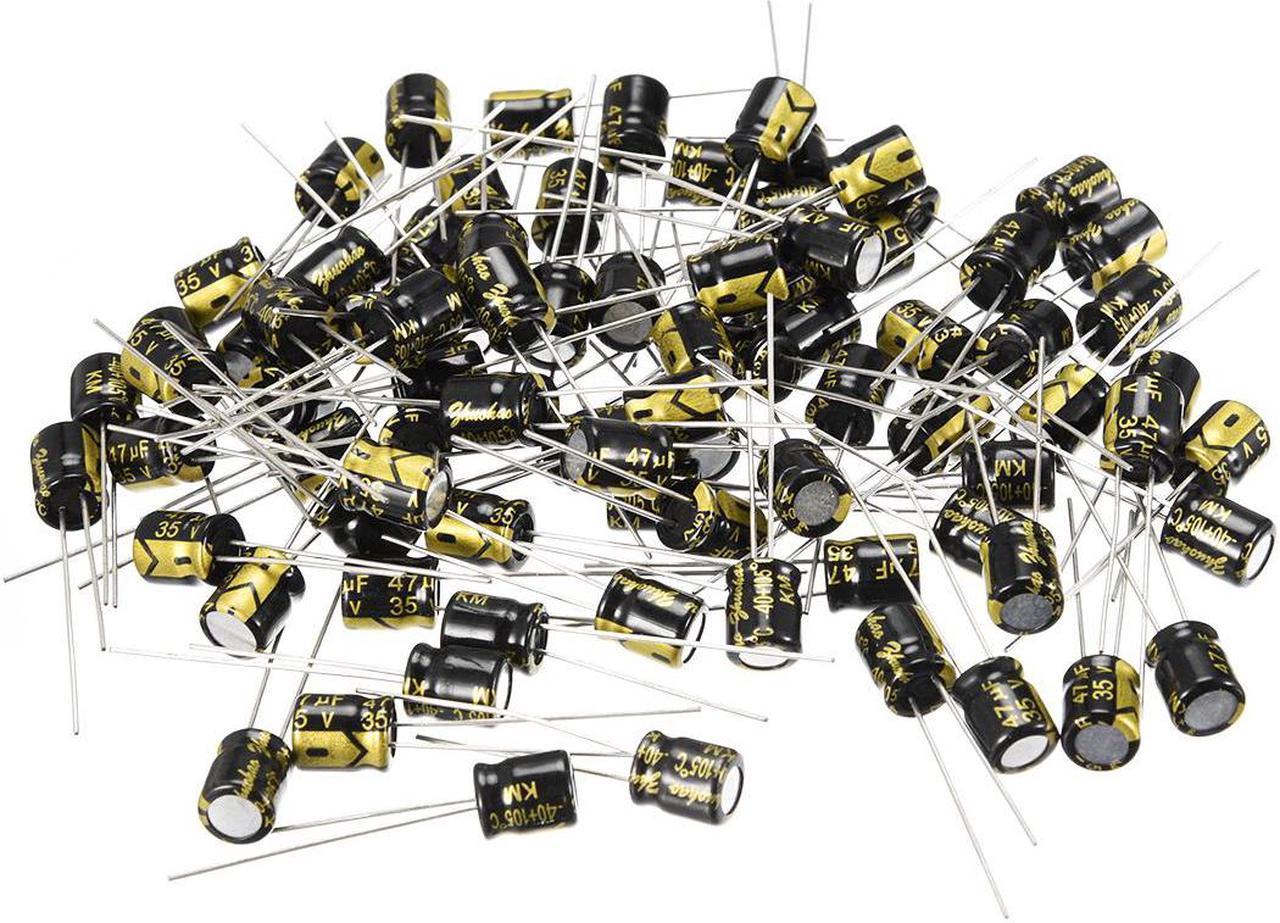 Aluminum Radial Electrolytic Capacitor 47uF 35V 2000H 6.3 x 7 mm Black 100pcs