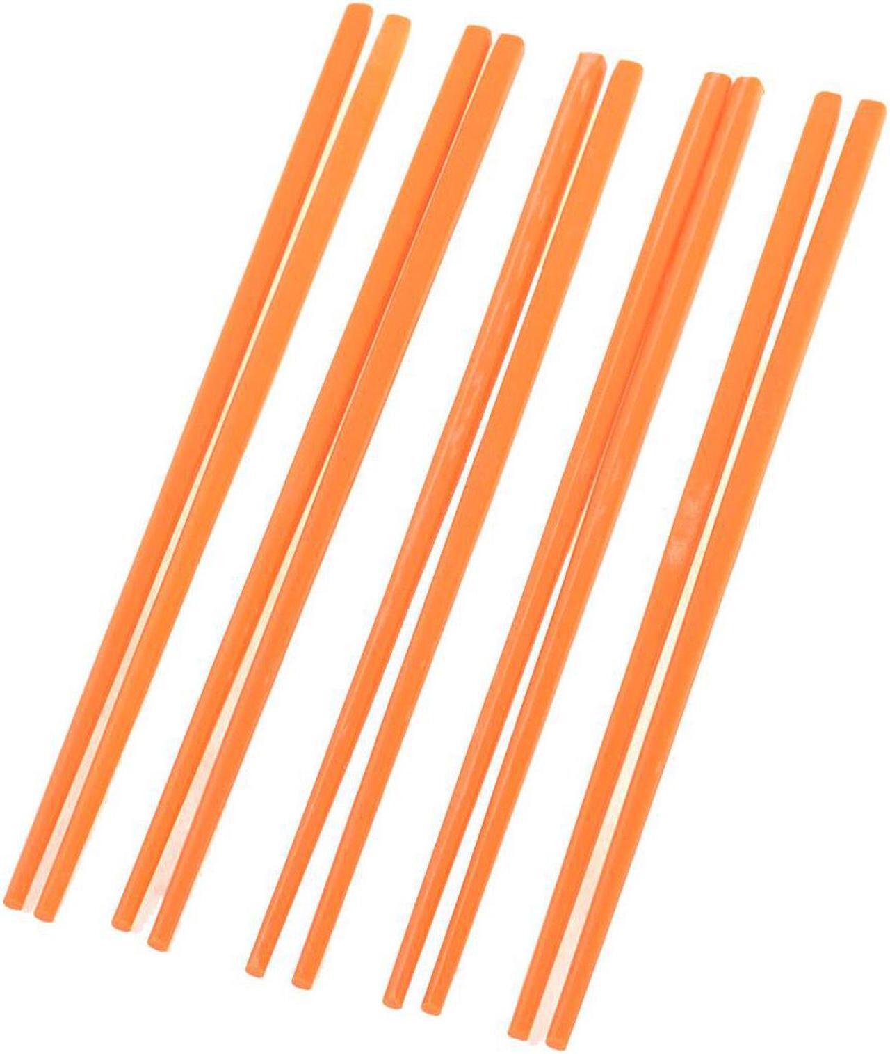 Main image of Unique Bargains 5 Pairs Tableware 8.7" Long Orange Plastic Chinese Chopsticks