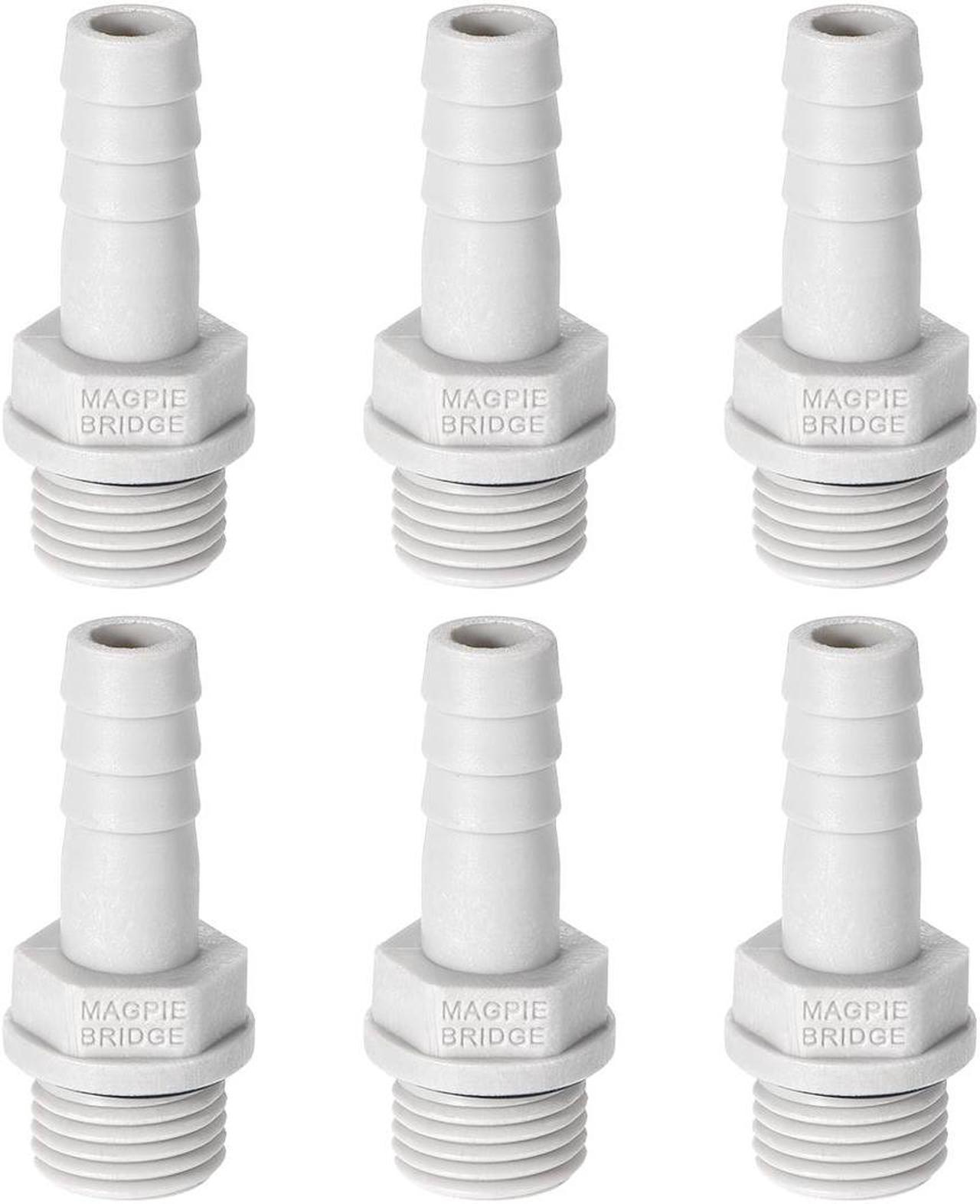 PVC Barb Hose Fitting Connector Adapter 8mm or 5/16" Barbed x 1/4" G Male Pipe 6pcs