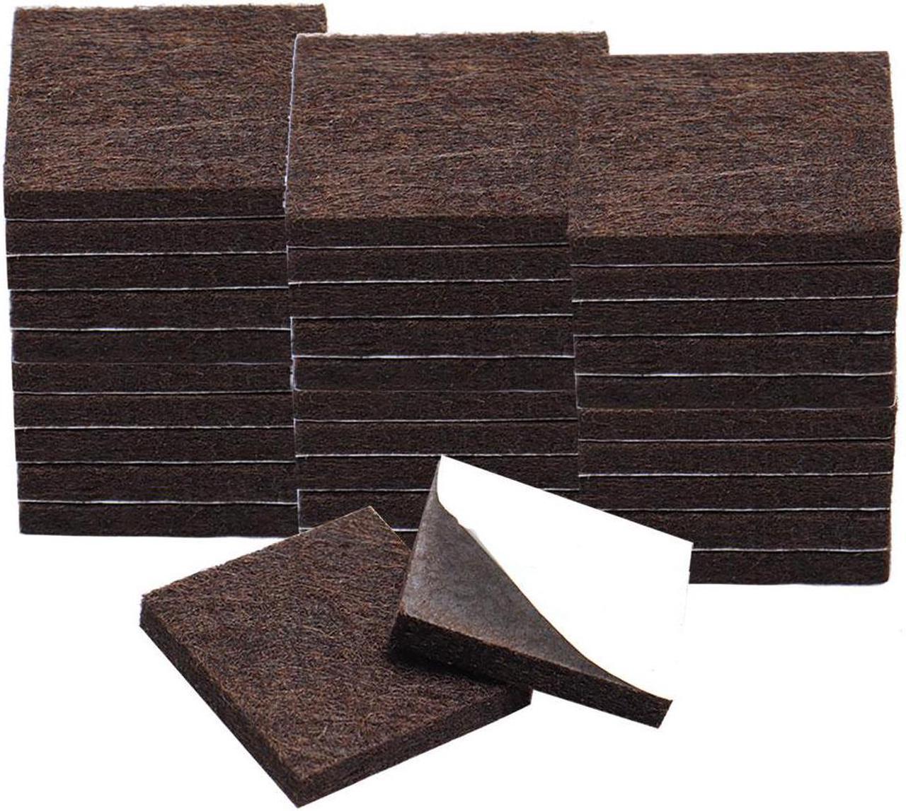 32pcs Furniture Pads Square 1 1/4" Self-stick Anti-scratch Felt Pads Reduce Noise for Chair Feet Floor Protector Brown