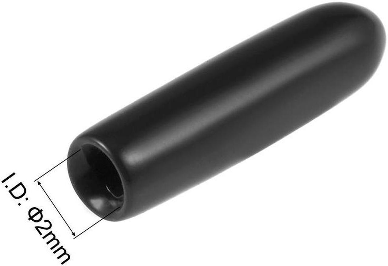 Alt view image 3 of 3 - Screw Thread Protectors, 2mm ID Round End Cap Cover Black Flexible Tube Caps Tubing Tip 100pcs