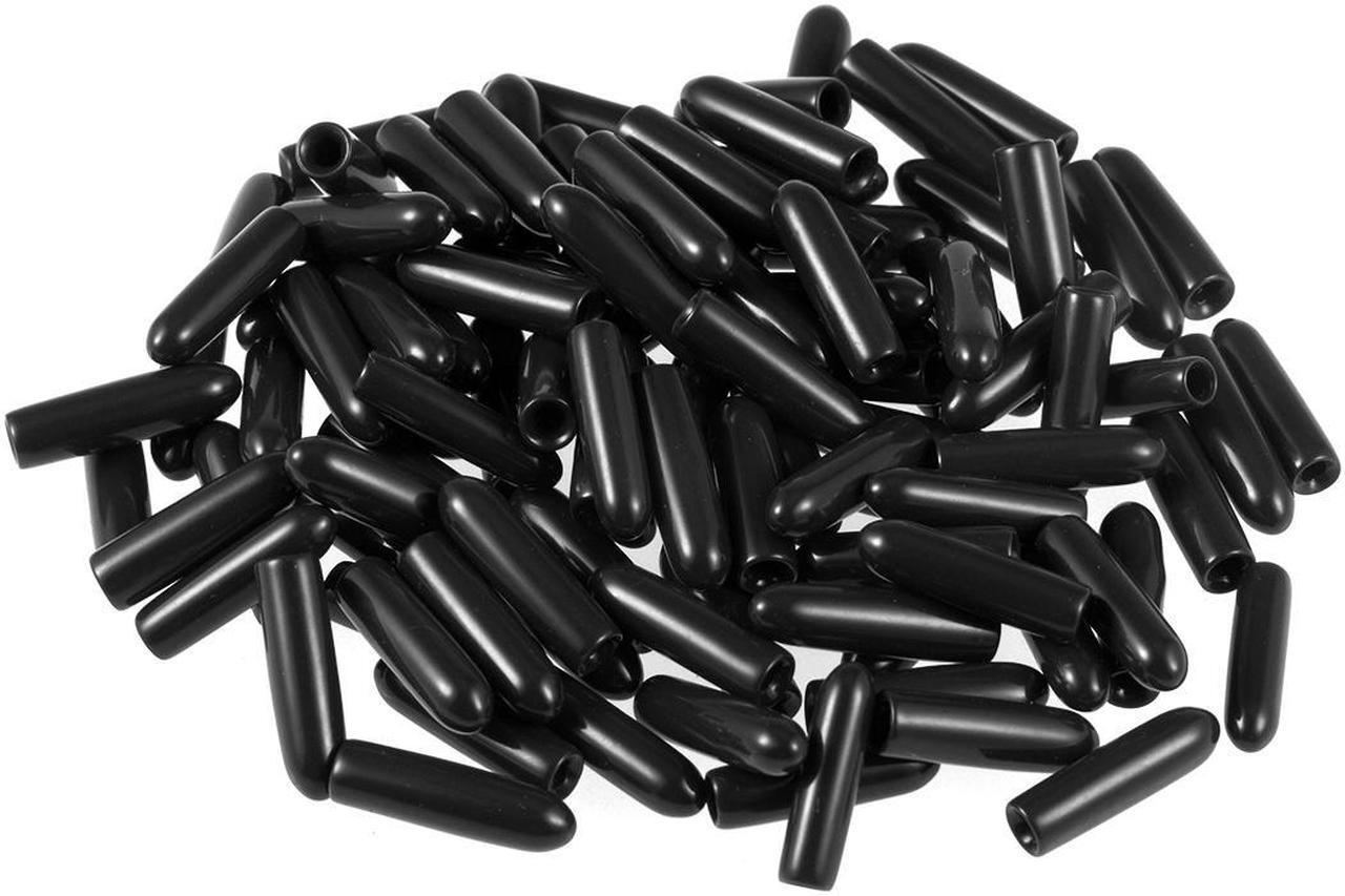 Main image of Screw Thread Protectors, 2mm ID Round End Cap Cover Black Flexible Tube Caps Tubing Tip 100pcs