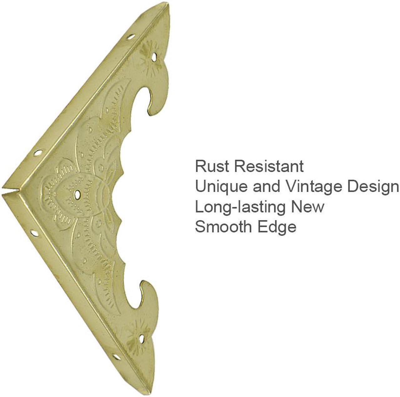 Alt view image 4 of 7 - Box Corner Protectors Vintage Gold Tone Triangle Metal Frame Edge Corner Protectors for Furniture Desk Jewelry Box Table Pack of 4