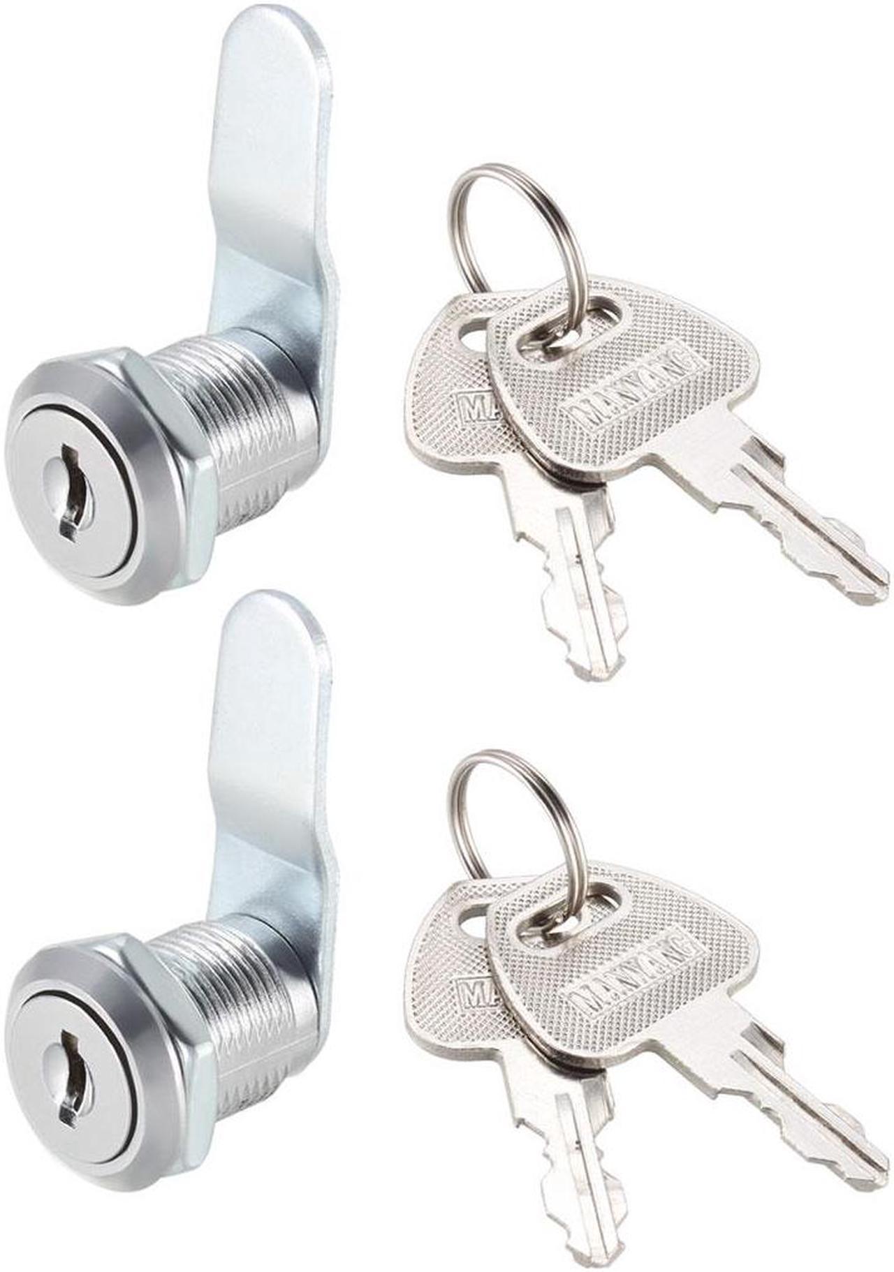 Cam Lock 20mm Cylinder Long Cabinet Locks Fits for 1/2-inch Max Thickness Panel Keyed Different 2Pcs