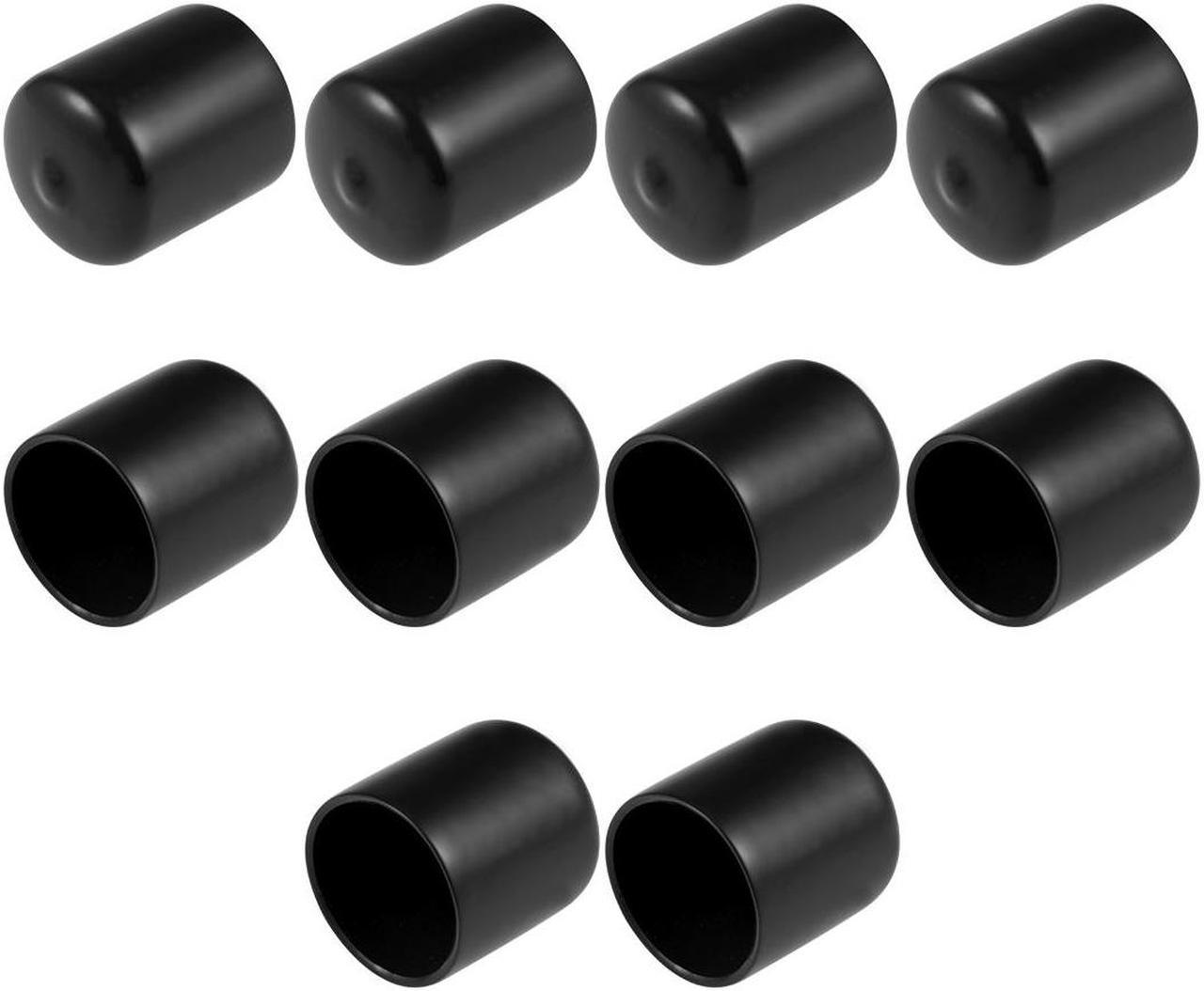 Screw Thread Protector, 28mm ID Round End Cap Cover Flexible Black Tube Caps 10pcs