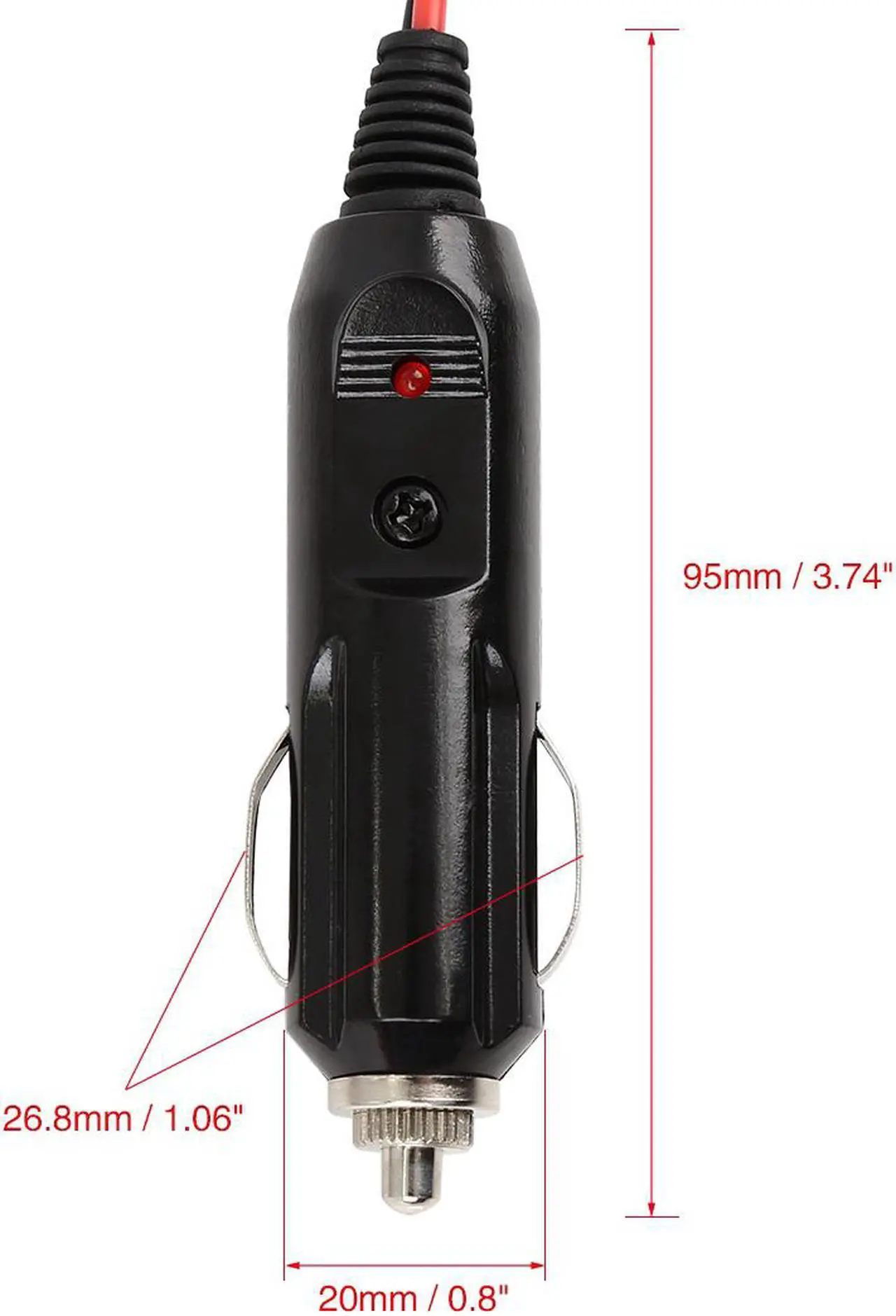 Alt view image 4 of 5 - DC 12V 24V 1.5 Ft Male Plug Cigarette Lighter Adapter Power Supply Cable for Car Inverter
