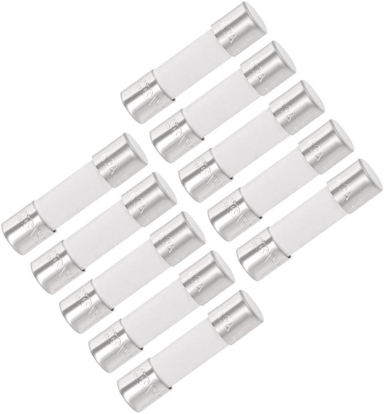 Main image of Automotive Cartridge Fuses 6.3A 250V 5x20mm Slow Blow Replacement for Car Stereo Audio Alarm Amplifier Ceramic 10pcs