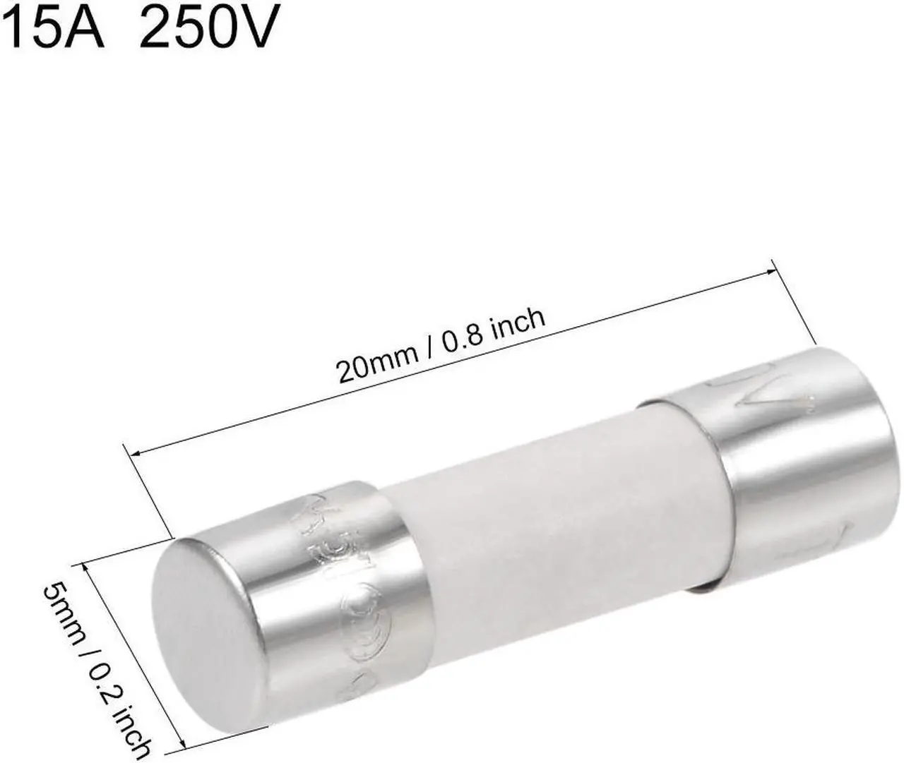 Alt view image 2 of 2 - Automotive Cartridge Fuses 15A 250V 5x20mm Slow Blow Replacement for Car Stereo Audio Alarm Amplifier Ceramic 10pcs