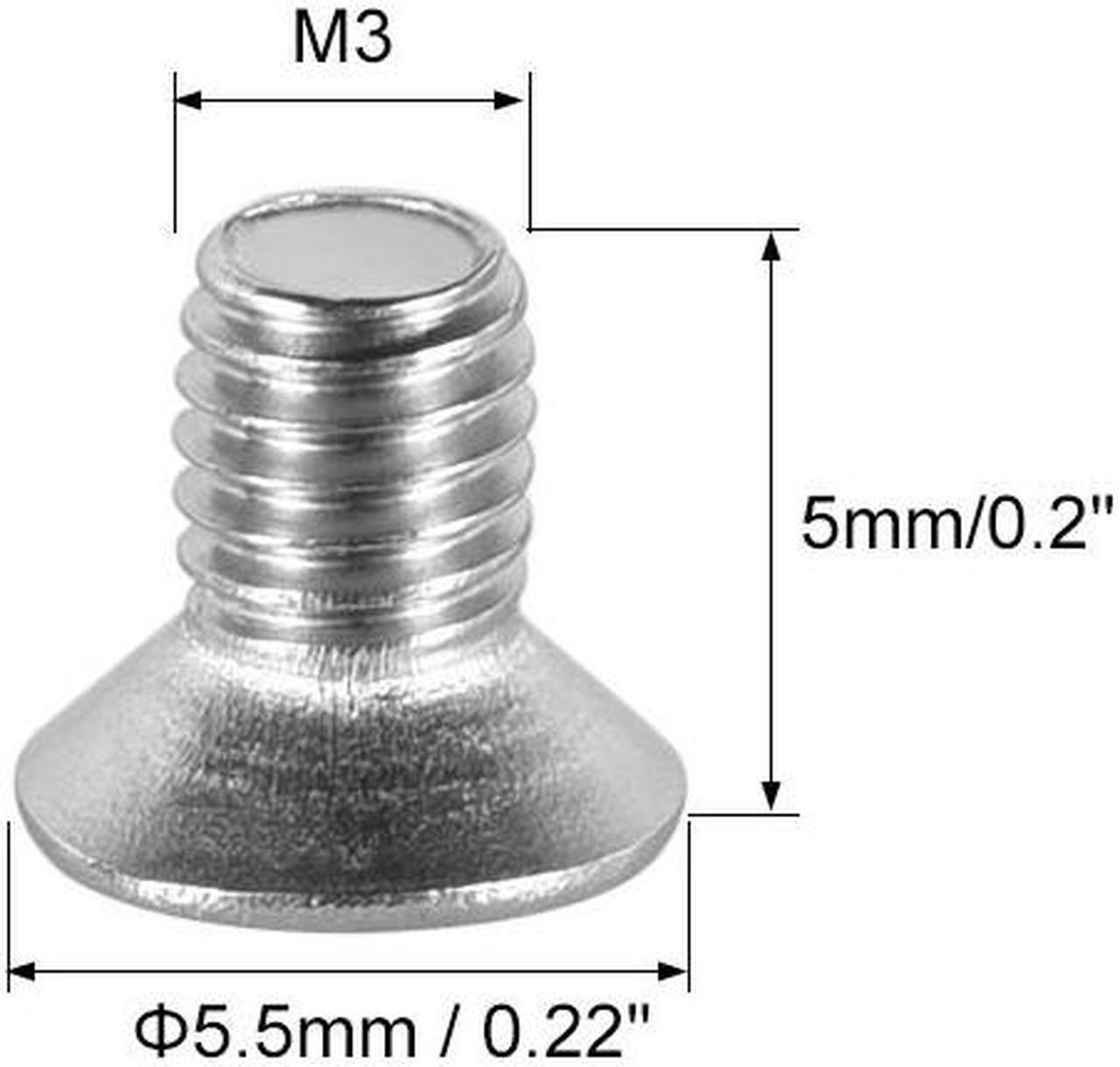 M3x5mm Flat Head Machine Screws, Phillips Cross Screw, 304 Stainless Steel, Fasteners Bolts 100Pcs