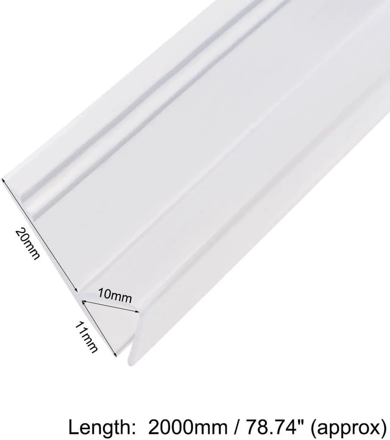 Alt view image 3 of 6 - Frameless Glass Shower Door Sweep - Door Bottom Side Seal Strip h-Type with 3/4-Inch(20mm) Drip Rail - 3/8-Inch(10mm) Glass x 78.74-Inch(2000mm) Length