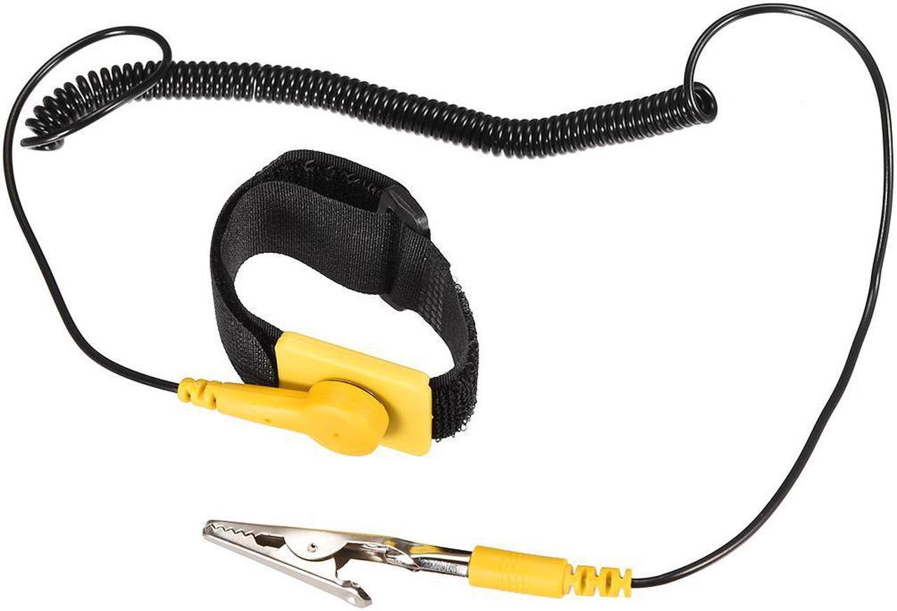 Anti Static Wrist Straps, ESD Components, Stainless Steel Magnetic Tray Grounding Wire Alligator Clip Yellow Black