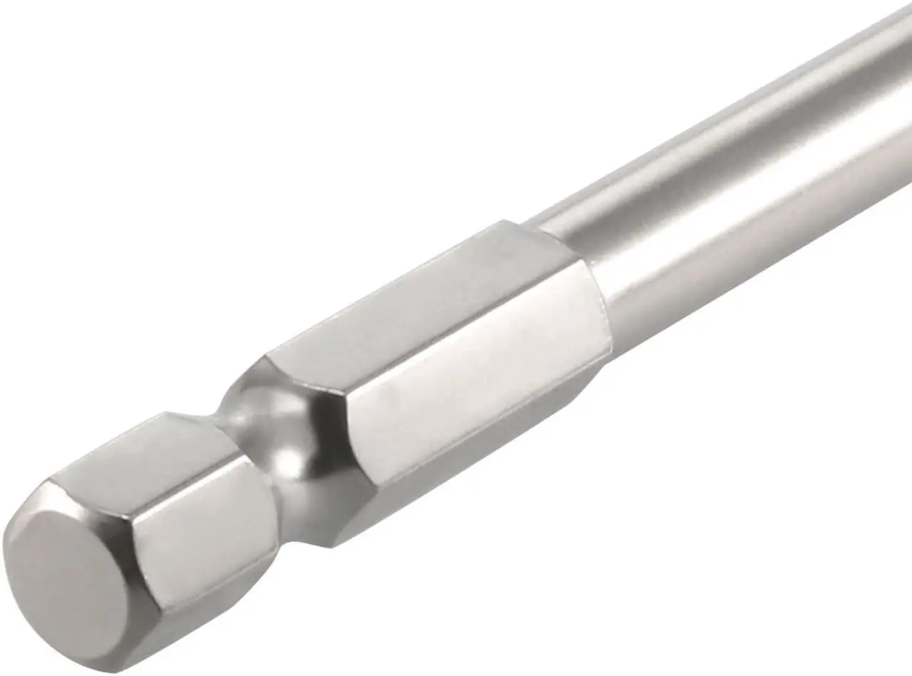 Alt view image 4 of 4 - 5Pcs Ball End Hex Bits 1/4 Inch Hex Shank 75mm Length Magnetic 5MM Head Screwdriver S2 Screw Driver Bit