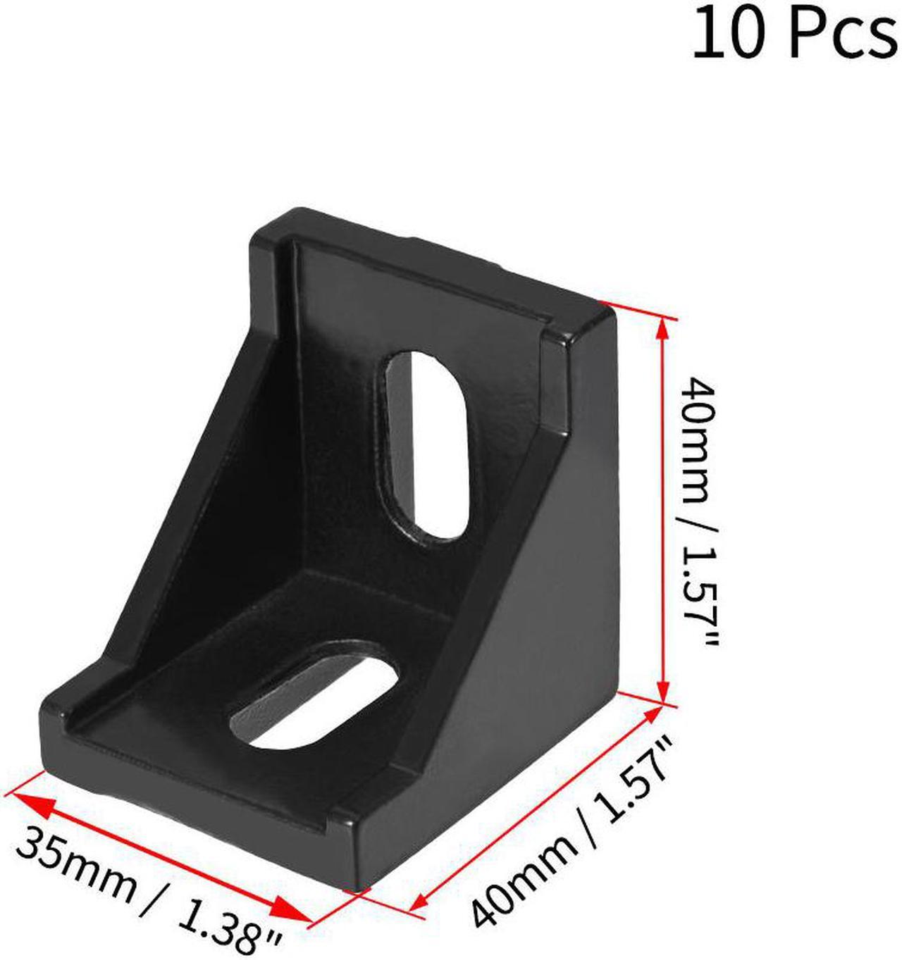 Alt view image 2 of 3 - Inside Corner Bracket Gusset, 40mm x 40mm for 4040 Series Aluminum Extrusion Profile with Slot 8mm, 10 Pcs (Black)