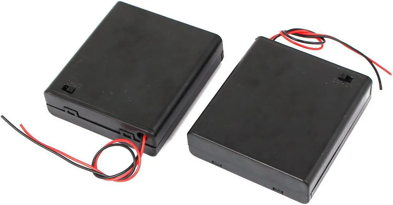 Main image of 6V Power Supply 4 x AA Battery Holder Enclosed Box Switch Wire Lead Black 2pcs
