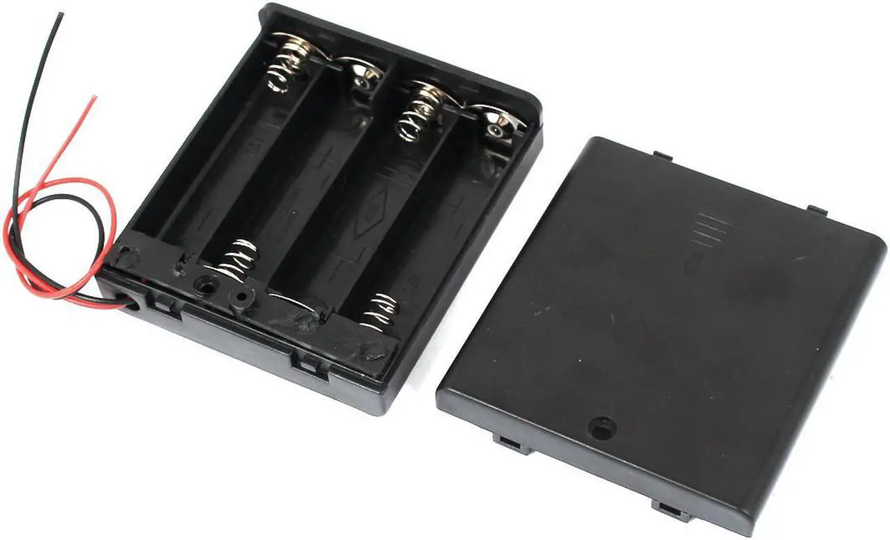 Alt view image 3 of 3 - 6V Power Supply 4 x AA Battery Holder Enclosed Box Switch Wire Lead Black 2pcs