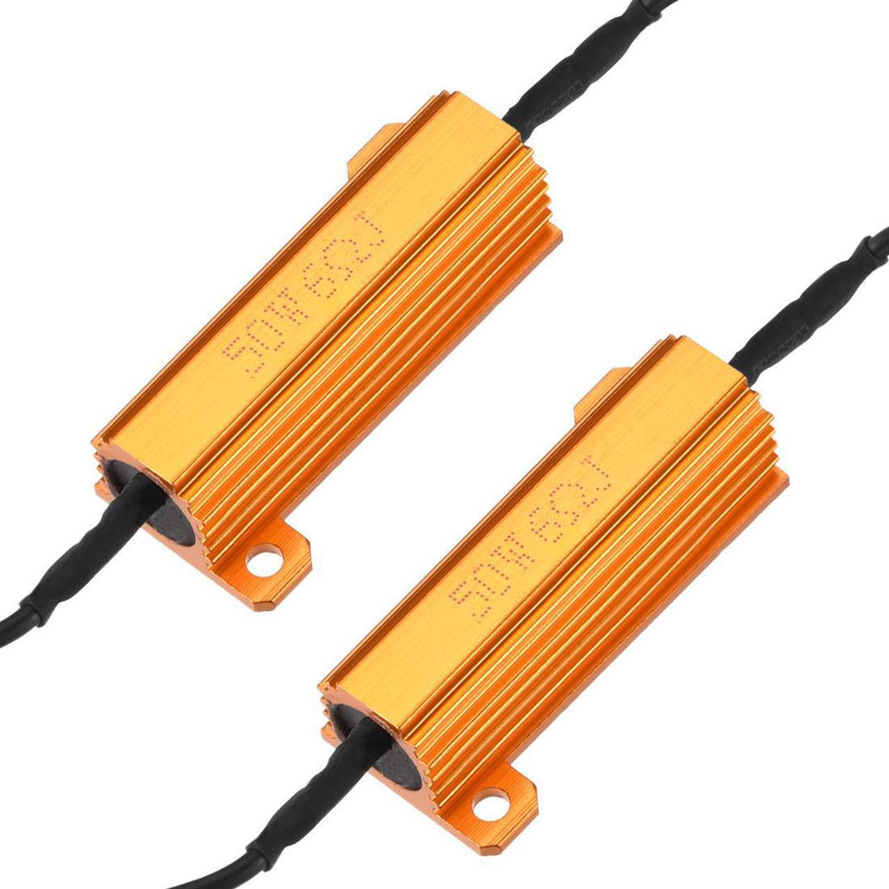 2 Pcs Aluminum Case Resistor 50W 6 Ohm Extension Wires Wirewound for LED Replacement Converter 50W6RJ