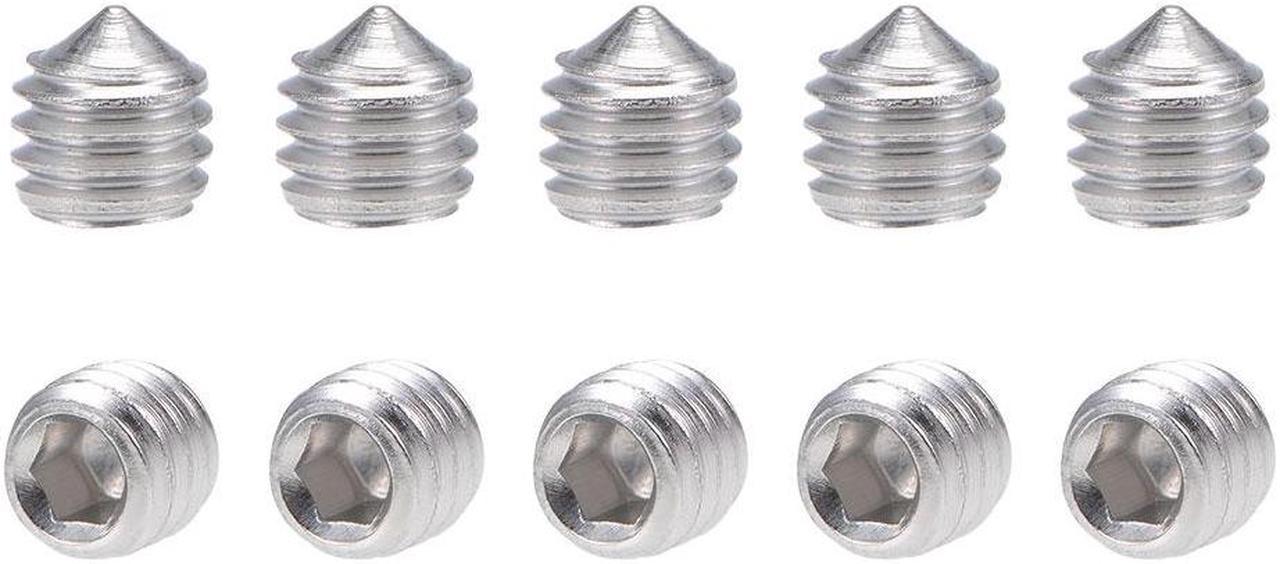 40Pcs M6x6mm Internal Hex Socket Set Grub Screws Cone Point 304 Stainless Steel Screw