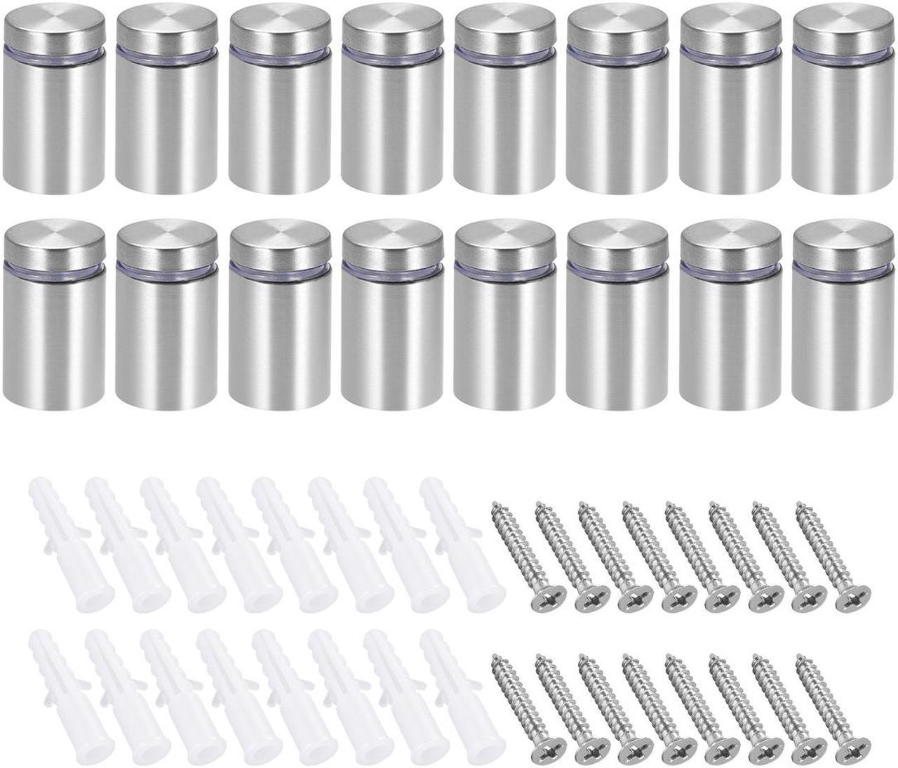 Glass Standoff Mount Stainless Steel Wall Standoff Holder Advertising Nails 19mm Dia 33mm Length with Mounting Accessories , 16 Pcs