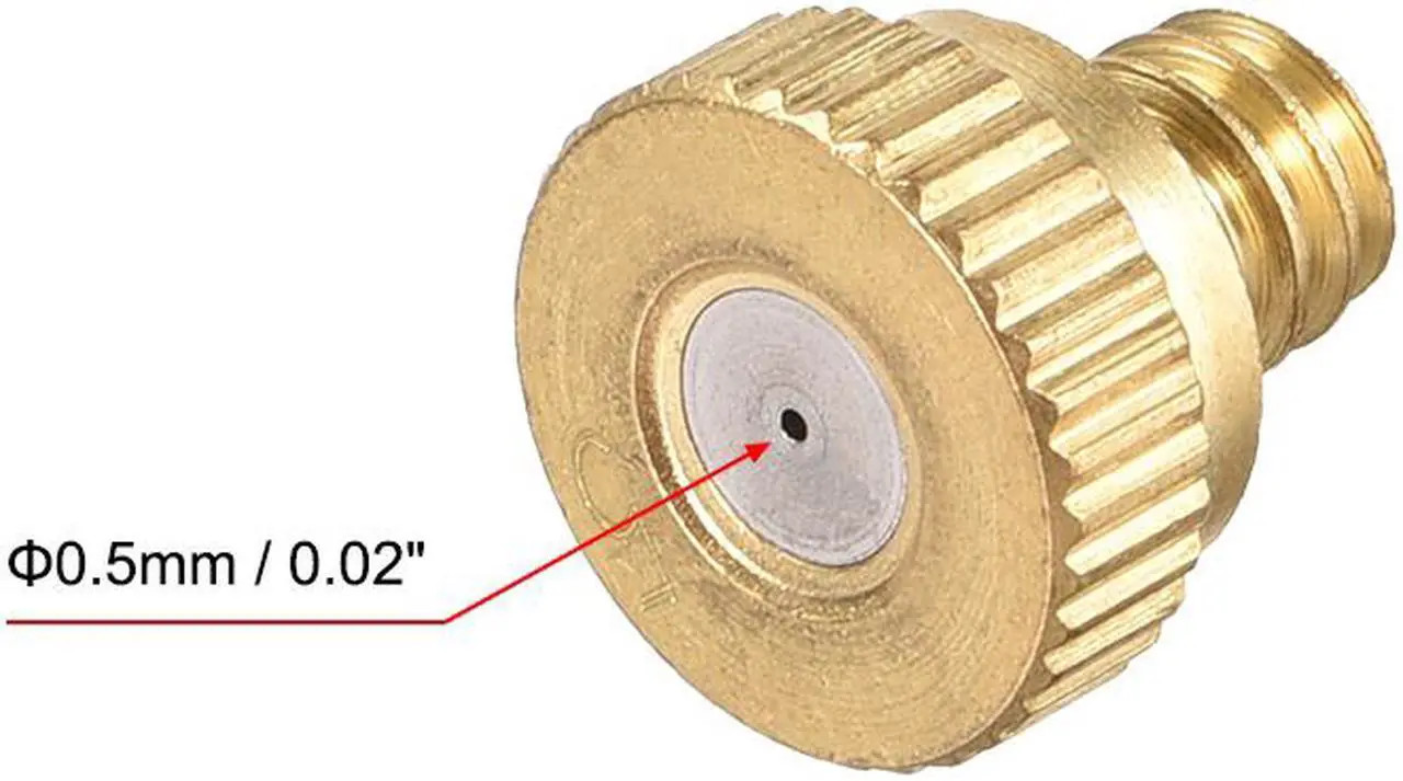 Alt view image 3 of 4 - Brass Misting Nozzle - 10/24 UNC 0.5mm Orifice Dia Replacement Heads for Outdoor Cooling System