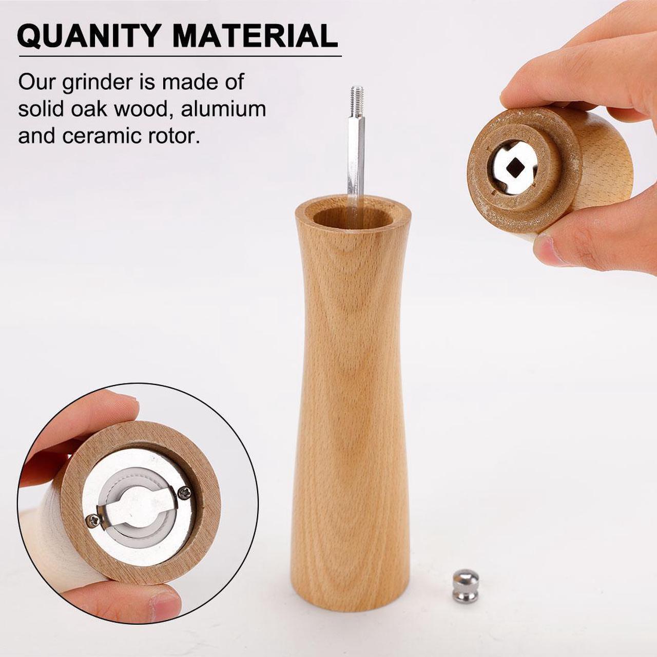Alt view image 3 of 7 - Salt and Pepper Grinder 8.5 Inch Wooden Pepper Mills Shaker with Adjustable Coarseness for Seasoning Meal Prep Cooking Dining