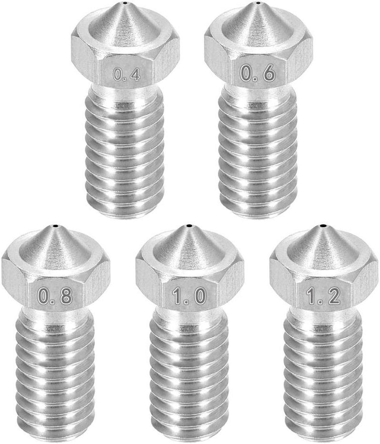 3D Printer Nozzle Fit for V6,for 1.75mm Filament Stainless Steel,0.4mm - 1.2mm Total 5pcs