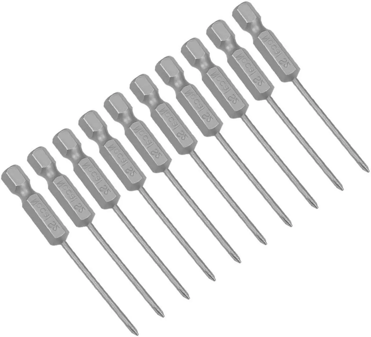 Main image of Phillips Bits 1/4-Inch Hex Shank 65mm Length Cross 2PH0 Magnetic Screw Driver S2 Screwdriver Bit 10Pcs
