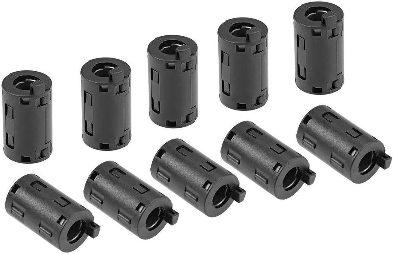 11mm Ferrite Cores Ring Clip-On RFI EMI Noise Suppression Filter Cable Clip, Black 10pcs