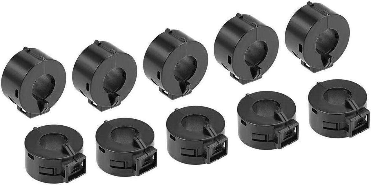 15mm Ferrite Cores Ring Clip-On RFI EMI Noise Suppression Filter Cable Clip, Black 10pcs