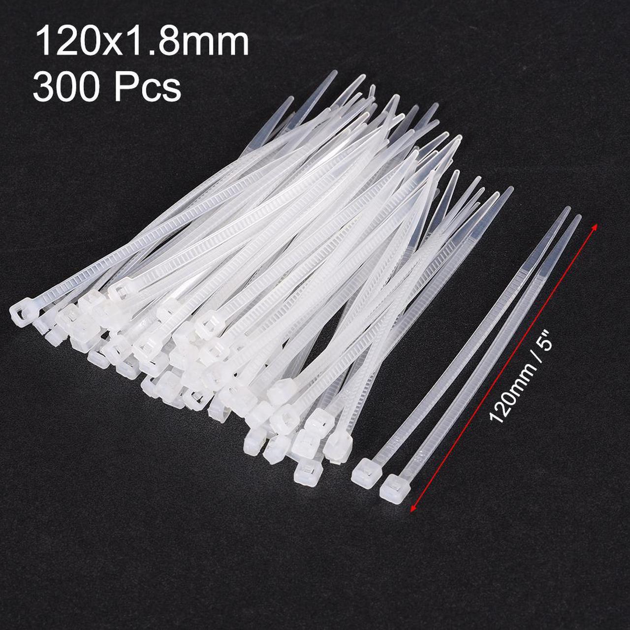 Cable Zip Ties 5 x 0.07 Inch Self-Locking Nylon Tie Wraps White 300pcs