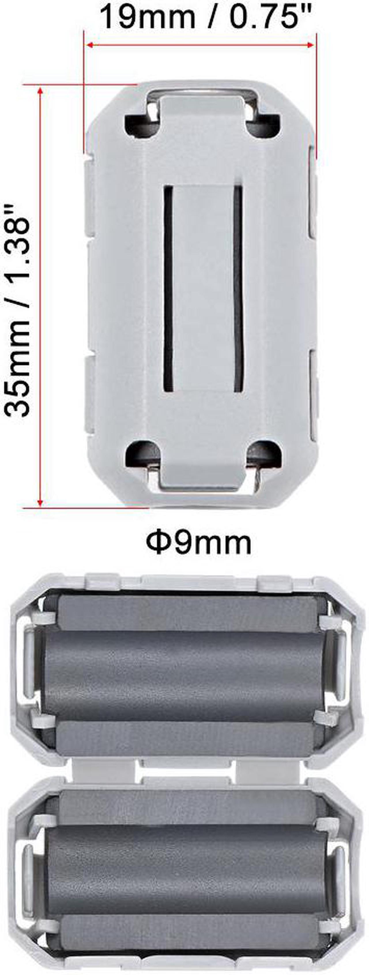 9mm Ferrite Cores Ring Clip-On RFI EMI Noise Suppression Filter Cable Clip, Grey 10pcs