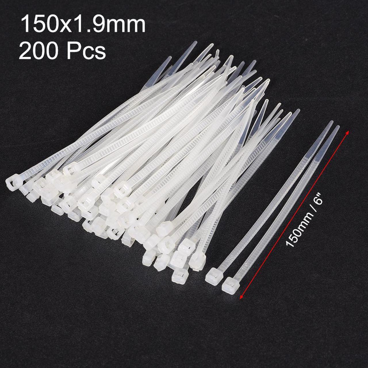 Cable Zip Ties 150mmx1.9mm Self-Locking Nylon Tie Wraps White 200pcs