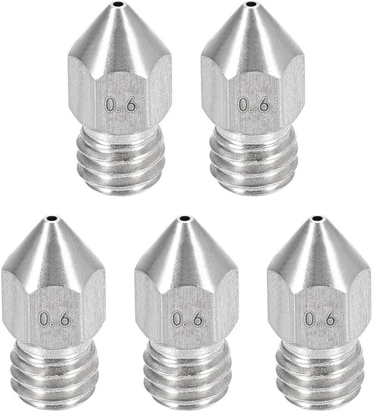 0.6mm 3D Printer Nozzle, Fit for MK8, for 1.75mm Filament Stainless Steel 5pcs