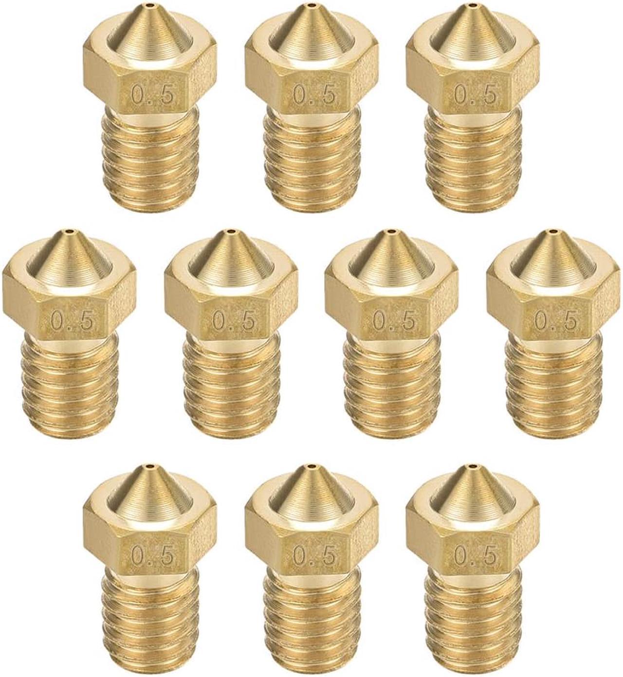 0.5mm 3D Printer Nozzle, Fit V6 Extruder Head, for 1.75mm Filament Brass 10pcs