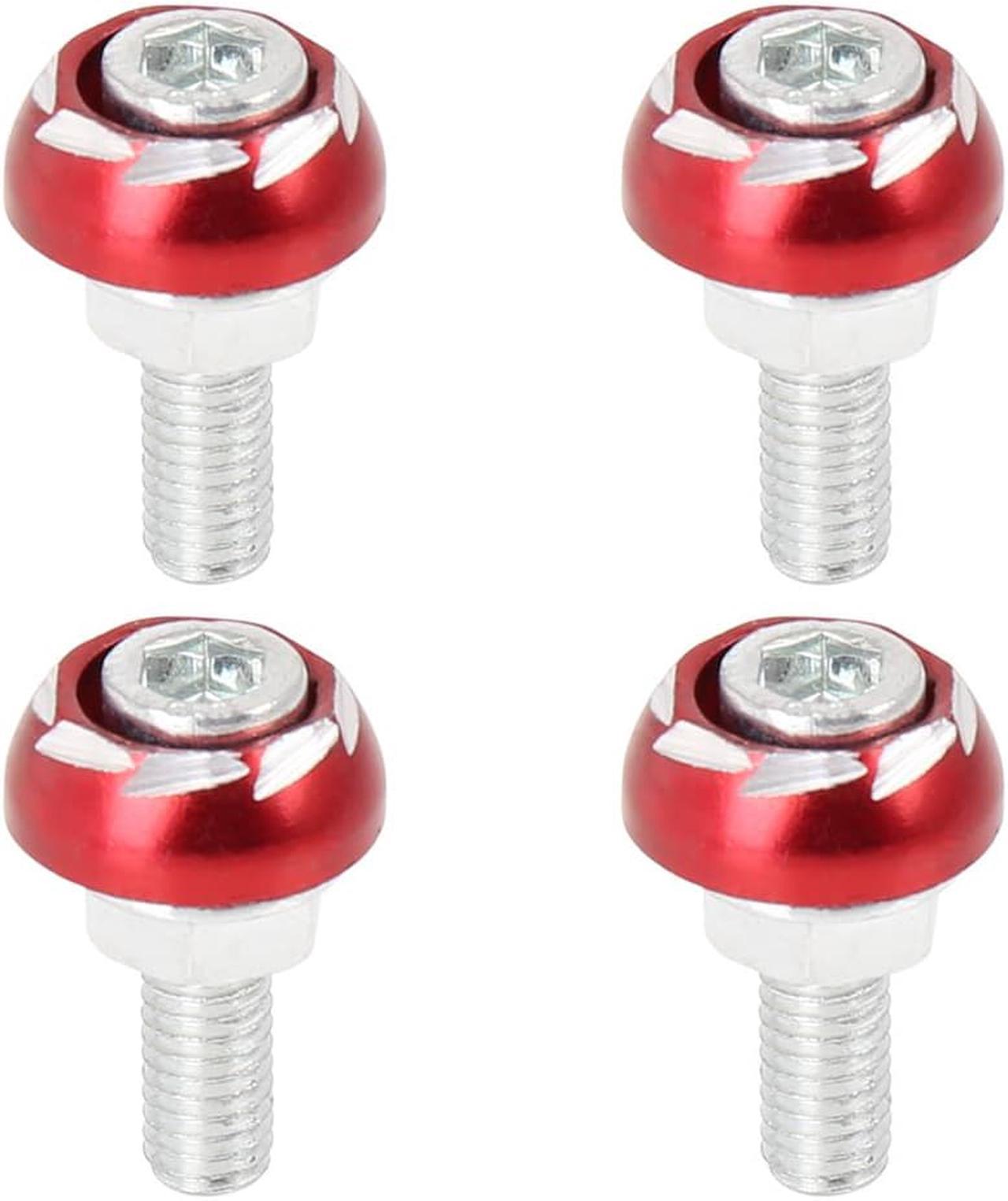 4pcs 6mm Metal Motorcycle License Plate Frame Bolt Screw Fastener Red