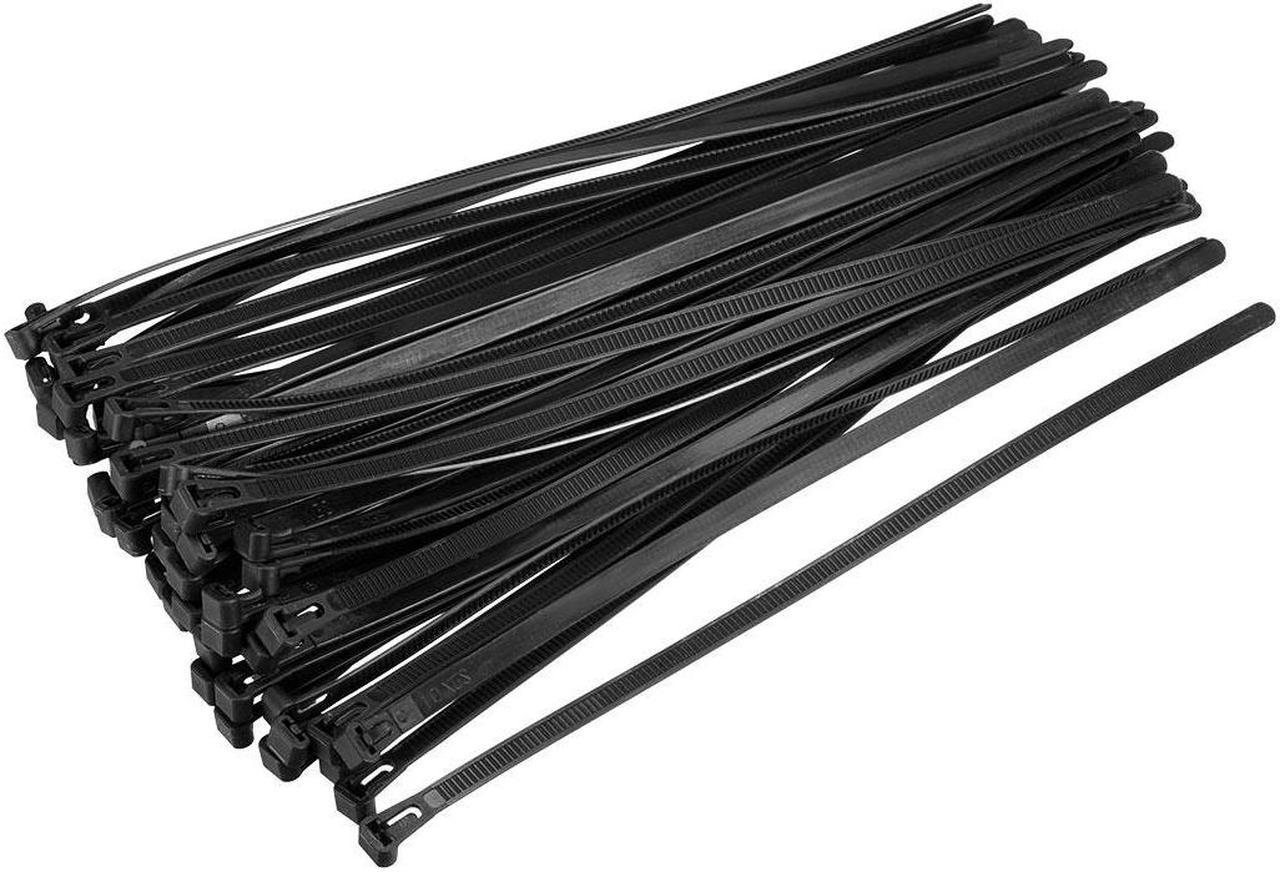 Reusable Cable Ties 450mmx7.4mm Adjustable Nylon Zip Ties Wraps Black 100pcs