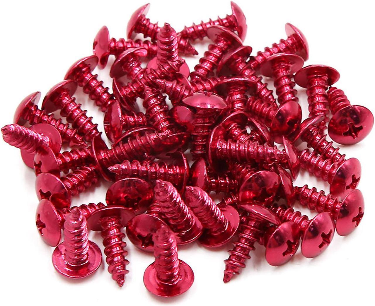 50pcs Universal Red Motorcycle Round Cross Head Self Tapping Bolts Screws