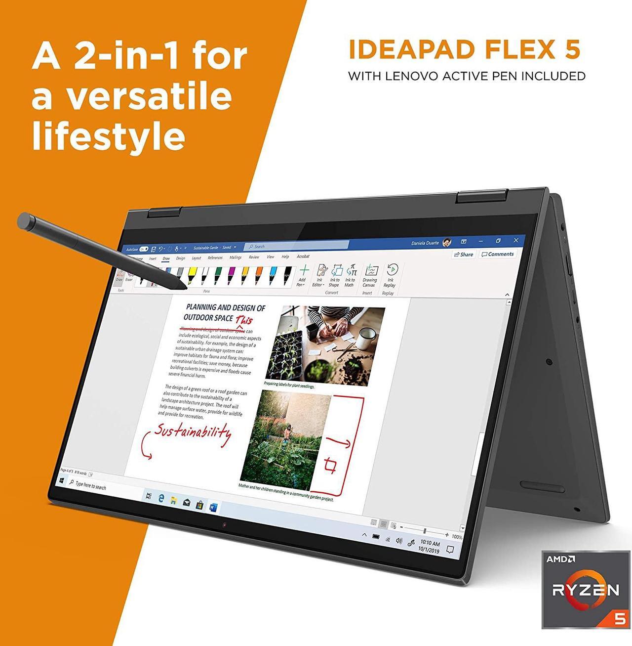 Main image of 2020 Lenovo Flex 5 14" 2-in-1 Laptop 14" FHD Touch Display|16GB DDR4|256GB SSD| AMD Ryzen 5 4500U Processor |AMD Radeon Graphics| Digital Pen Included| Windows 10