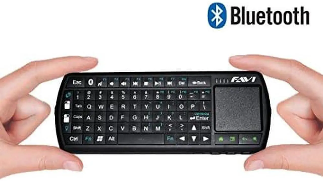 Alt view image 7 of 9 - FAVI FE02BT-BL Bluetooth Backlit Mini Keyboard with Laser Pointer