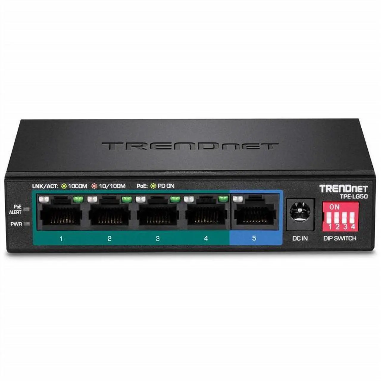 Alt view image 5 of 20 - TRENDnet 5-Port Gigabit Long Range PoE+ Switch, 4 x Gigabit PoE+ Ports, 1 x Gigabit Port, 32W PoE Budget, 10Gbps Switching Capacity, Extends PoE+ 200m (656 ft), Lifetime Protection, Black, TPE-LG50