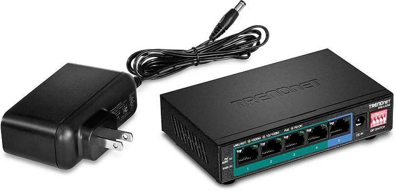 Alt view image 7 of 20 - TRENDnet 5-Port Gigabit Long Range PoE+ Switch, 4 x Gigabit PoE+ Ports, 1 x Gigabit Port, 32W PoE Budget, 10Gbps Switching Capacity, Extends PoE+ 200m (656 ft), Lifetime Protection, Black, TPE-LG50