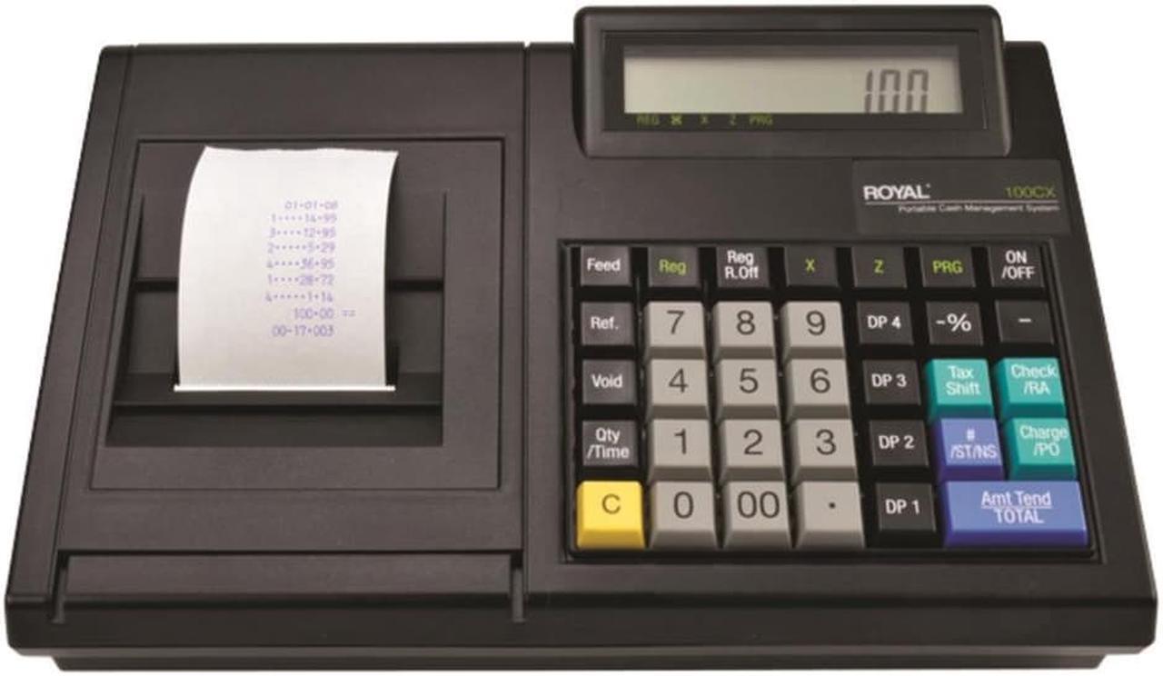 Alt view image 3 of 9 - Royal 100Cx Portable Battery/AC Powered Cash Register (82175Q) - Black