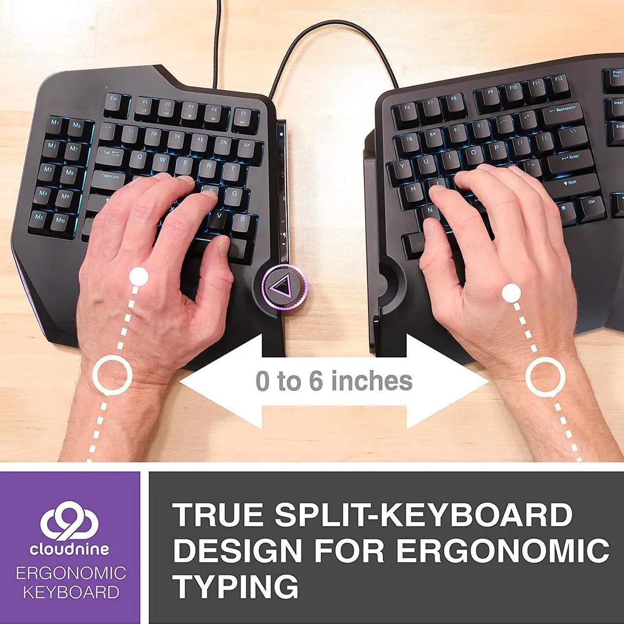 Alt view image 2 of 10 - Cloud Nine Ergonomic Mechanical Keyboard, C989M