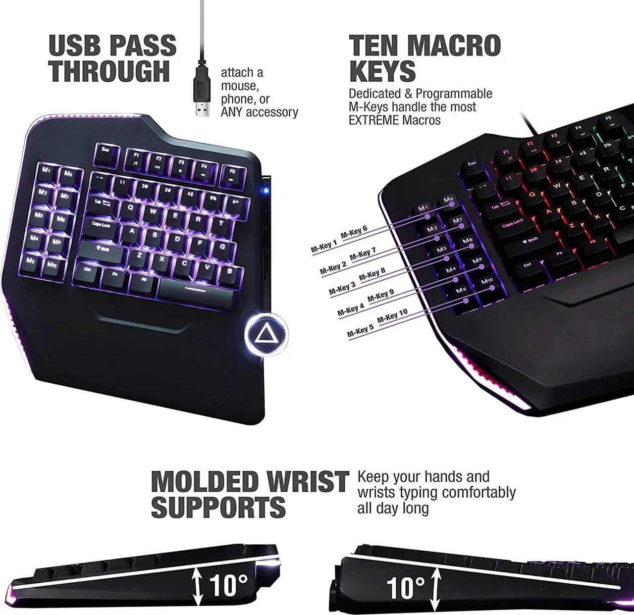 Alt view image 6 of 10 - Cloud Nine Ergonomic Mechanical Keyboard, C989M