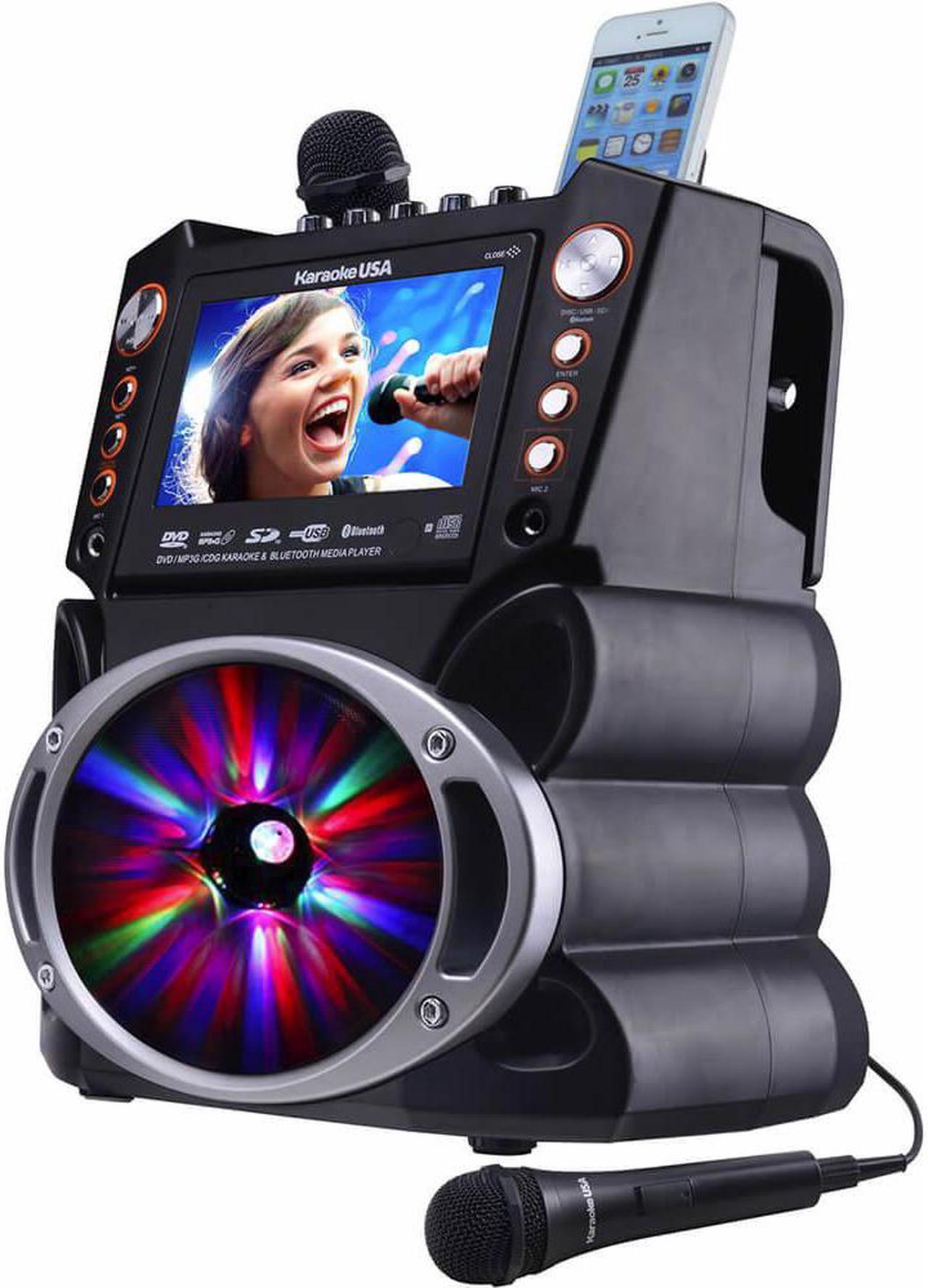 Alt view image 4 of 5 - KARAOKE USA(TM) GF846 Bluetooth Karaoke Machine with Synchronized LEDs